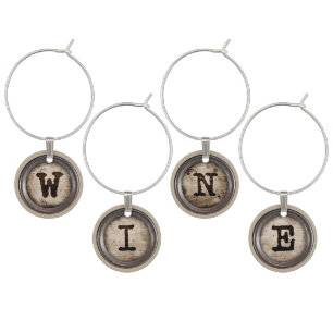 Typewriter Keys Wine Charm