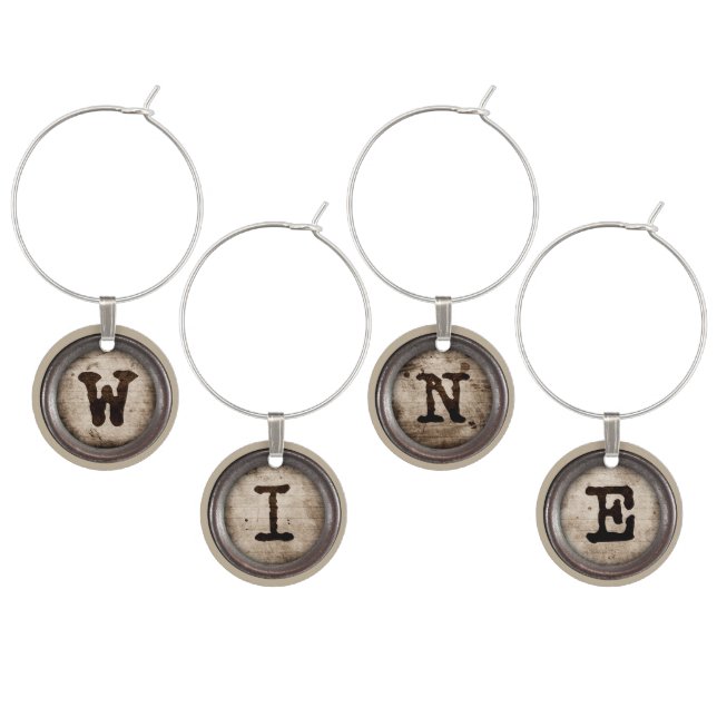Typewriter Keys Wine Charm (Staggered)