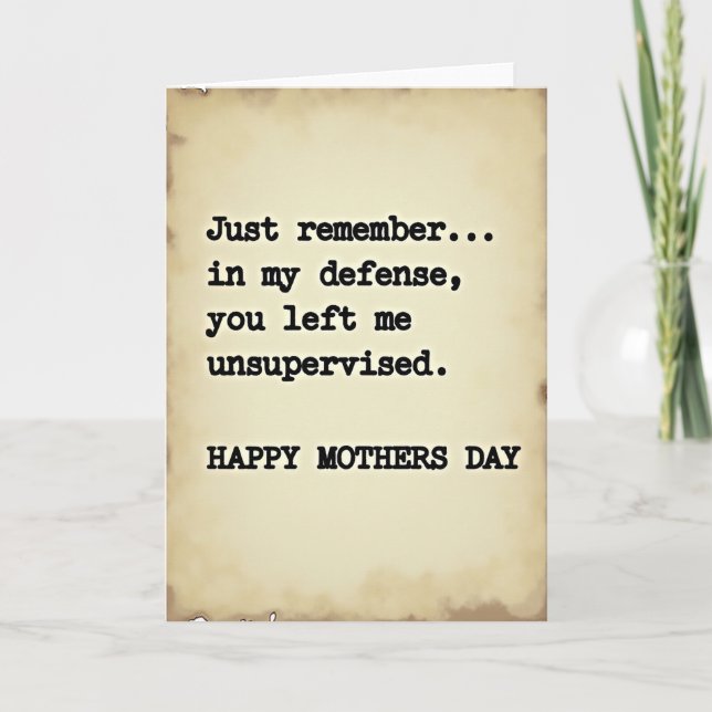 Typewriter Mothers Day Saying Card (Front)