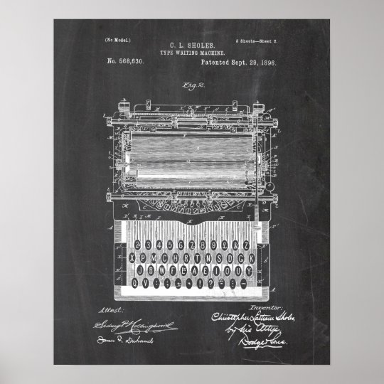 Typewriter Patent Poster | Zazzle.com