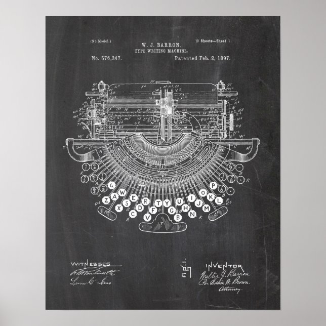 Typewriter Patent Poster (Front)