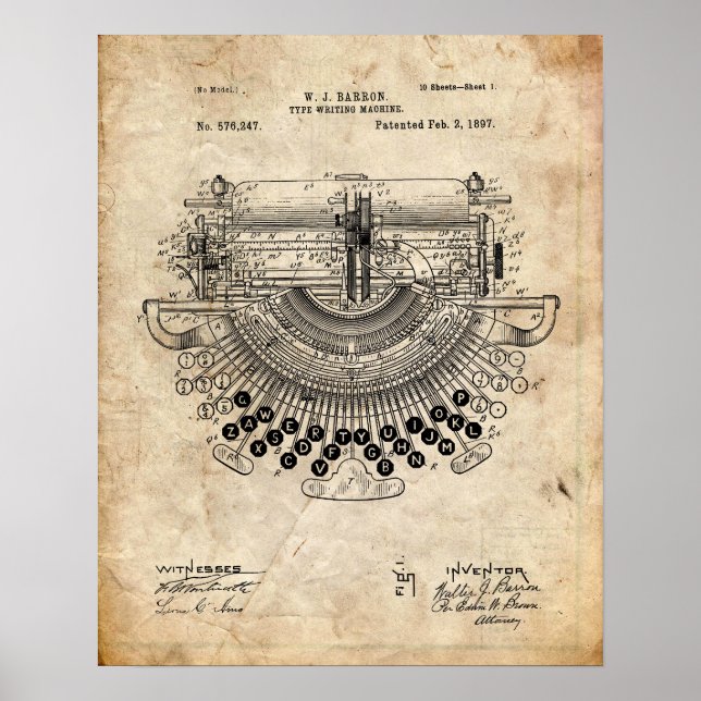 Typewriter Patent Poster (Front)