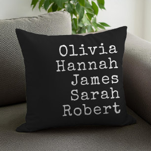 Typewriter Personalized Family Names Throw Pillow