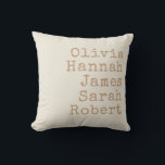 Typewriter Personalized Family Names Throw Pillow<br><div class="desc">Typewriter Personalized Family Throw Pillow. Create your own custom throw pillow with family names of kids,  parents,  and pets in vintage style typewriter typography. Great Christmas gift for grandparents.</div>
