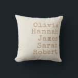 Typewriter Personalized Family Names Throw Pillow<br><div class="desc">Typewriter Personalized Family Throw Pillow. Create your own custom throw pillow with family names of kids,  parents,  and pets in vintage style typewriter typography. Great Christmas gift for grandparents.</div>