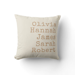 Typewriter Personalized Family Names Throw Pillow