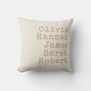 Typewriter Personalized Family Names Throw Pillow