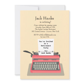Typewriter Retirement Party Invitation