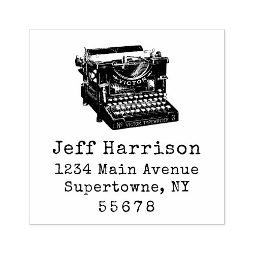 Typewriter Return Address Rubber Stamp