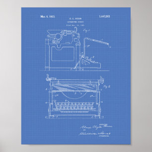 Typewriter Screen 1923 Patent Art Blueprint Poster