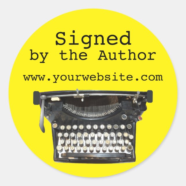 Typewriter Signed by Author Stickers Customizable (Front)