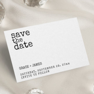 Typewriter Simple Minimalist Typography Wedding Save The Date