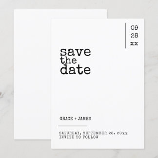 Typewriter Simple Minimalist Typography Wedding Save The Date