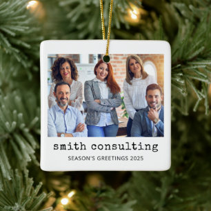 Typewriter Text Client Employee Keepsake and Logo Ceramic Ornament