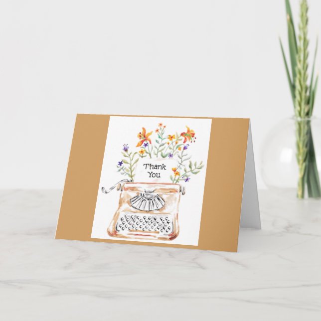 Typewriter Thanks Greeting Card (Front)