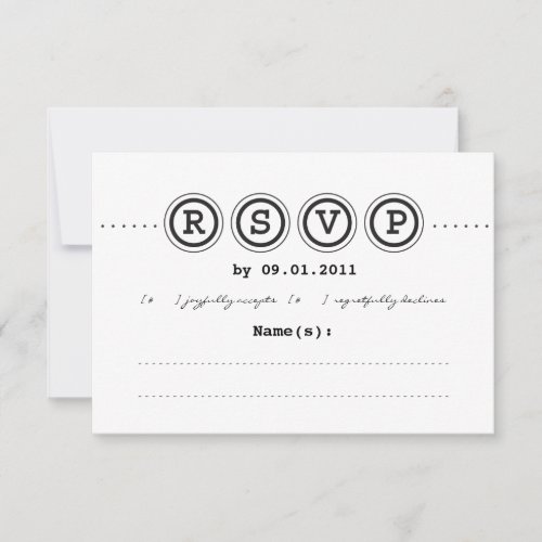 Typewriter Wedding Invitation RSVP