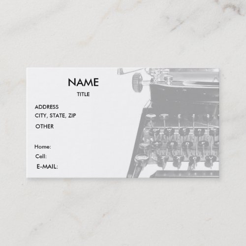 Typewriter WRITER AUTHOR BUSINESS CARD