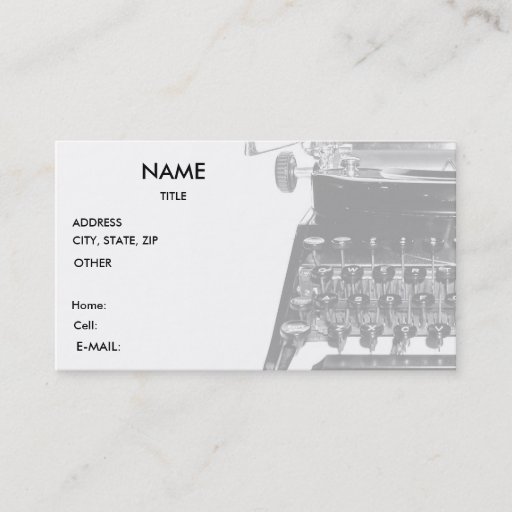 Customizable Typewriter WRITER AUTHOR BUSINESS CARD