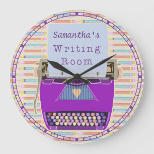Typewriter Writing Room Personalized Author Large Clock