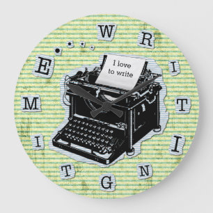 Typewriter Writing Time for Writers Custom Large Clock