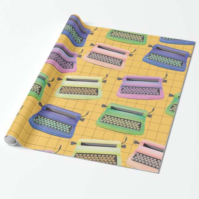 Typewriters pattern cartoon. wrapping paper (Unrolled)