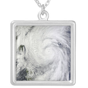 Typhoon Chaba in the Philippine Sea Silver Plated Necklace