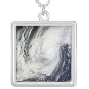 Typhoon Chaba over the Ryukyu Islands, Japan Silver Plated Necklace