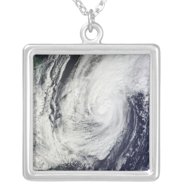 Typhoon Chaba over the Ryukyu Islands, Japan Silver Plated Necklace (Front)