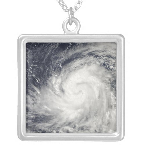 Typhoon Lupit over the western Pacific Ocean Silver Plated Necklace