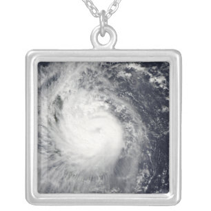 Typhoon Mirinae heading west Silver Plated Necklace