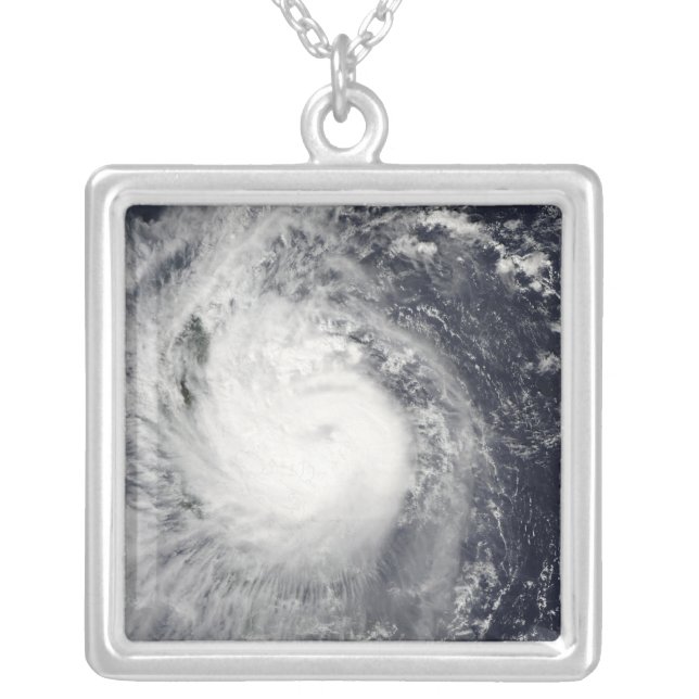 Typhoon Mirinae heading west Silver Plated Necklace (Front)