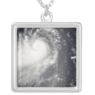 Typhoon Nuri approaching the Philippine Islands Silver Plated Necklace