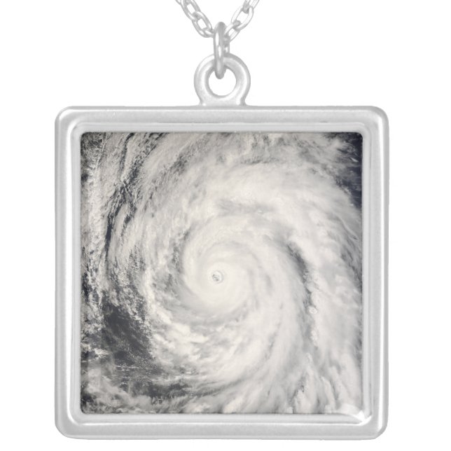 Typhoon Rammasun in the Philippine Sea Silver Plated Necklace (Front)