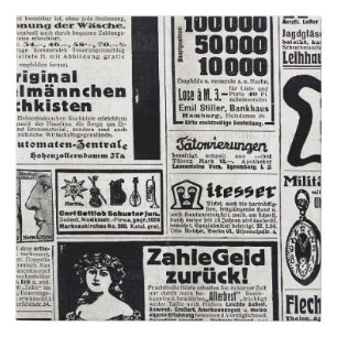 Typical advertisements in German in a European new Faux Canvas Print