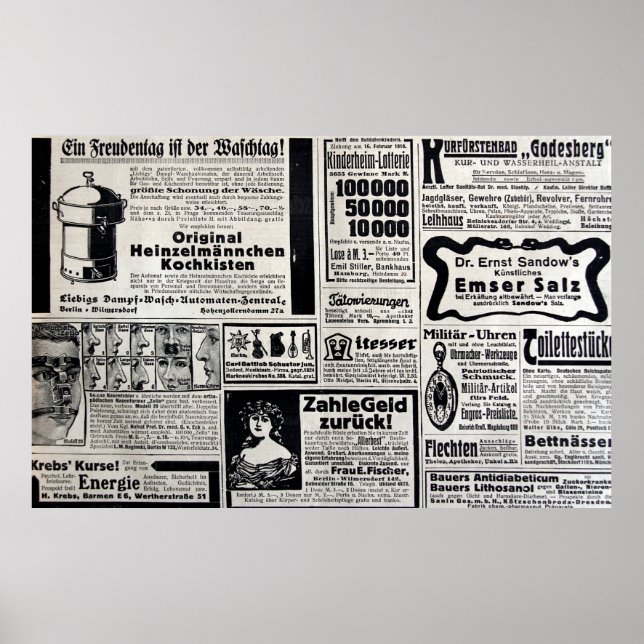 Typical advertisements in German in a European new Poster (Front)