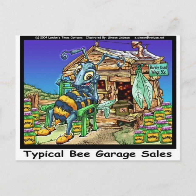 Typical Bee Garage Sales Funny Gifts & Tees Postcard (Front)