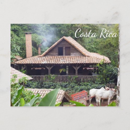 Typical Costa Rican Home and Oxcart Postcard