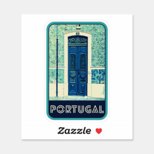 Typical door and tiles illustration Portugal Sticker