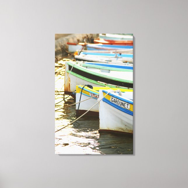 Typical Provencal fishing boats painted in Canvas Print (Front)
