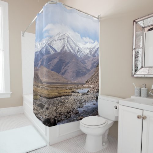 Typical Tibetan mountain landscape Shower Curtain