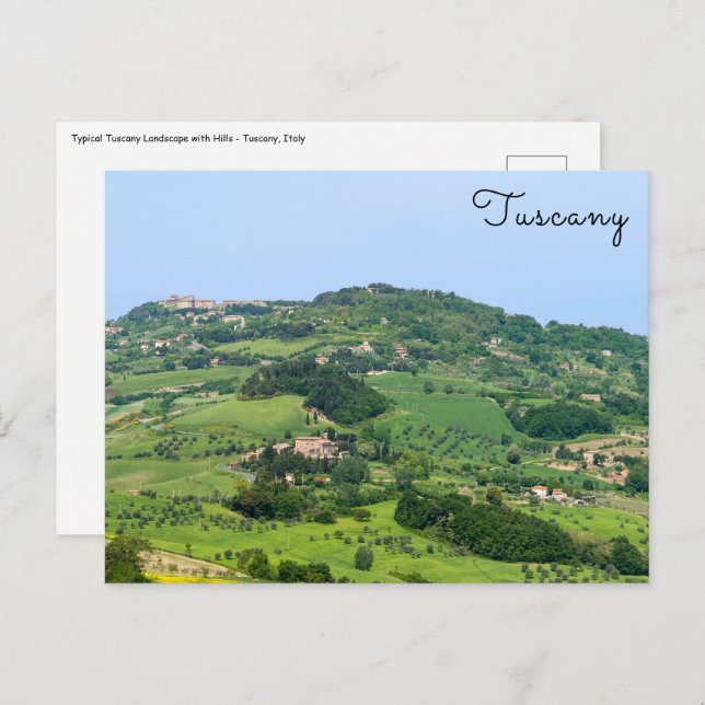 Typical Tuscany Landscape with Hills - Italy Postcard (Front/Back)