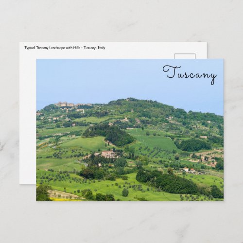 Typical Tuscany Landscape with Hills _ Italy Postcard