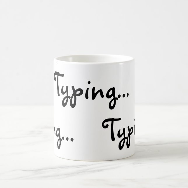 Typing black text letters coffee mug (Center)
