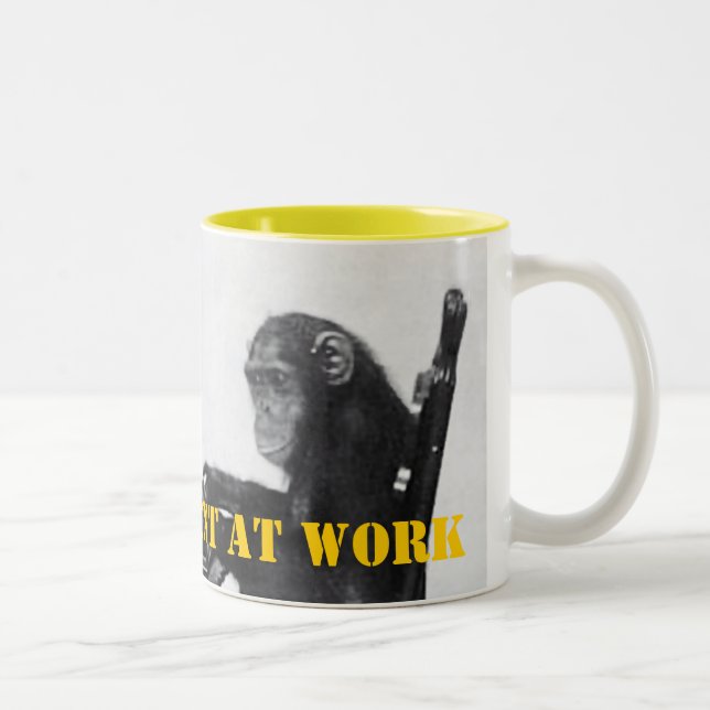 Typing Monkey Two-Tone Coffee Mug (Right)