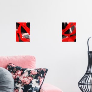 Typografie black red white work poster wall art sets