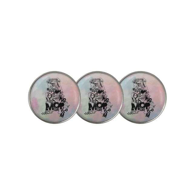 Typografie Pug  Golf Ball Marker (3 Up)
