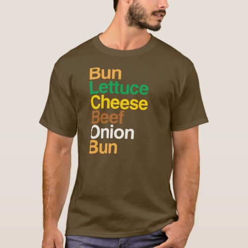 Typographic anatomy of cheeseburger T_Shirt