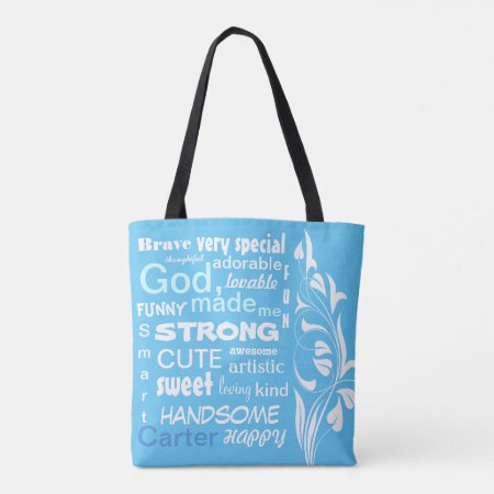 Typographic Art Design, Personalize For A Boy Tote Bag