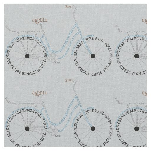 Typographic Bicycle Bike Biking Cycling Fabric