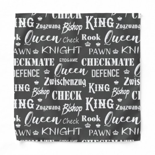 Typographic Chess Player King Queen Knight Bandana